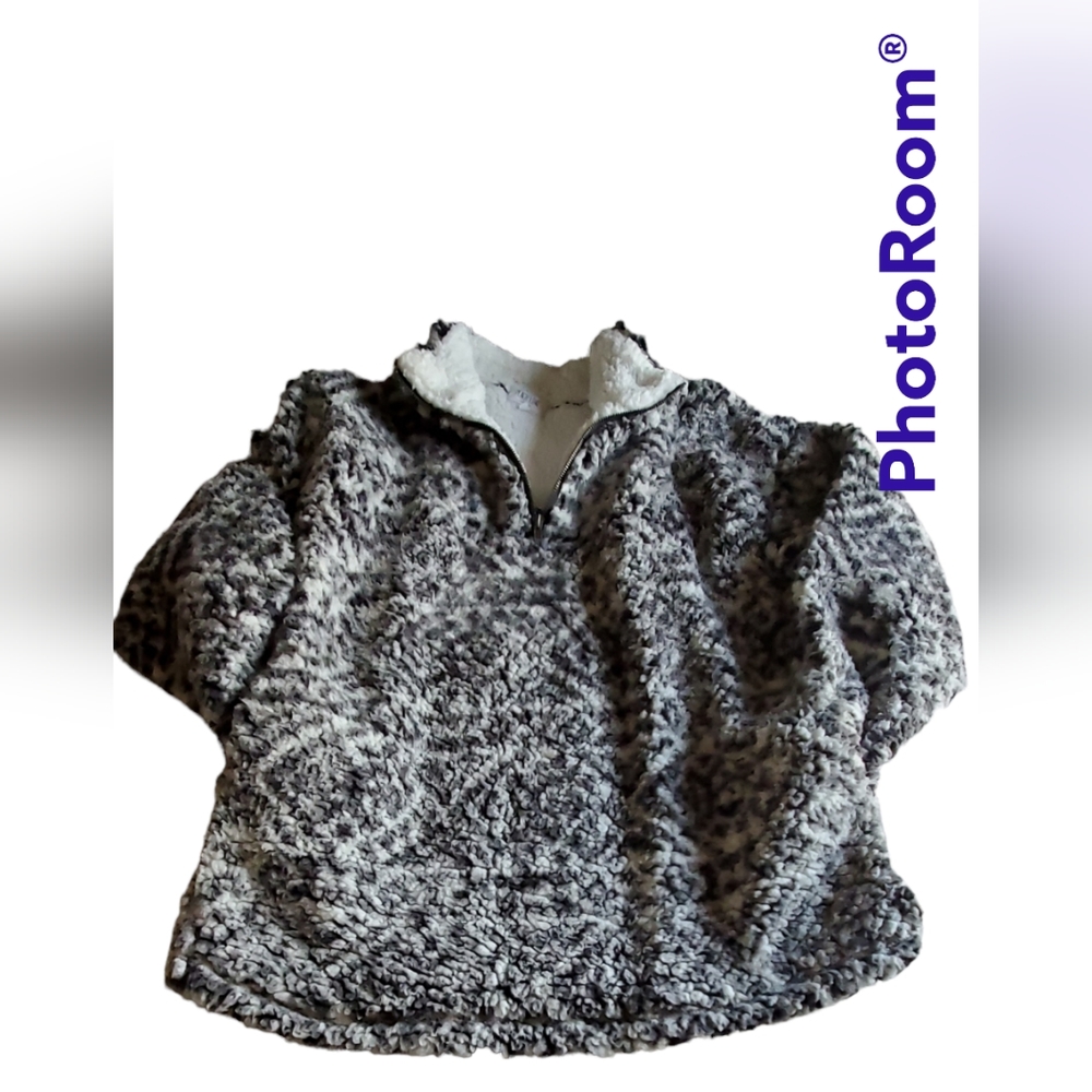 ✨️Pullover half-zip Aztec fleece Oversized Sweatshirt B|W Small✨️